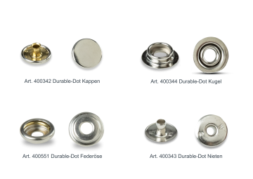 Durable-Dot Druckknöpfe Messing vernickelt – Einzelteile (Ø 15 mm) 