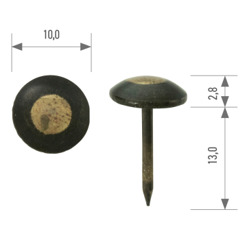 Polsterziernagel flachgewölbt Ø 10 mm – 13 mm Stift – Typ 110 1/3 912 - bronce-renaissance