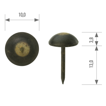 Polsterziernagel hochgewölbt 650 Ø 10 mm – Stift 13 mm 912 - bronce renaissance